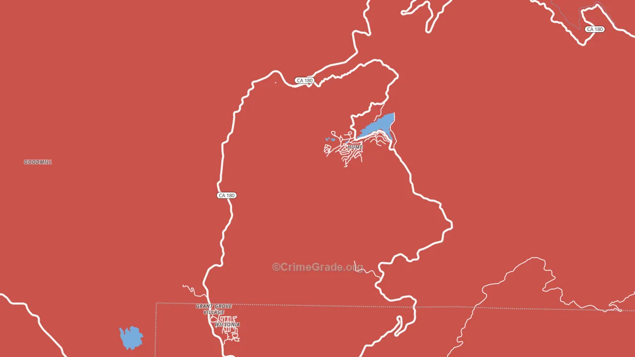 Hume, CA Map of Burglary Rates