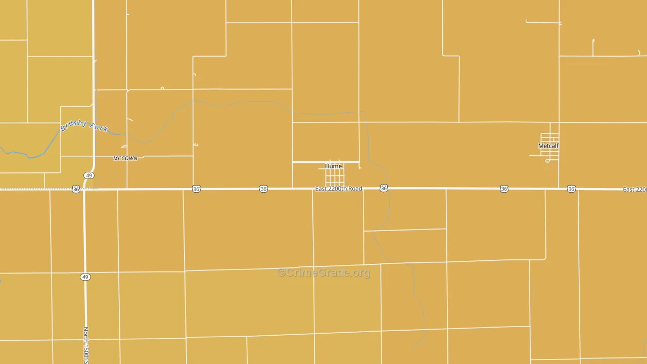 Hume, IL Map of Burglary Rates