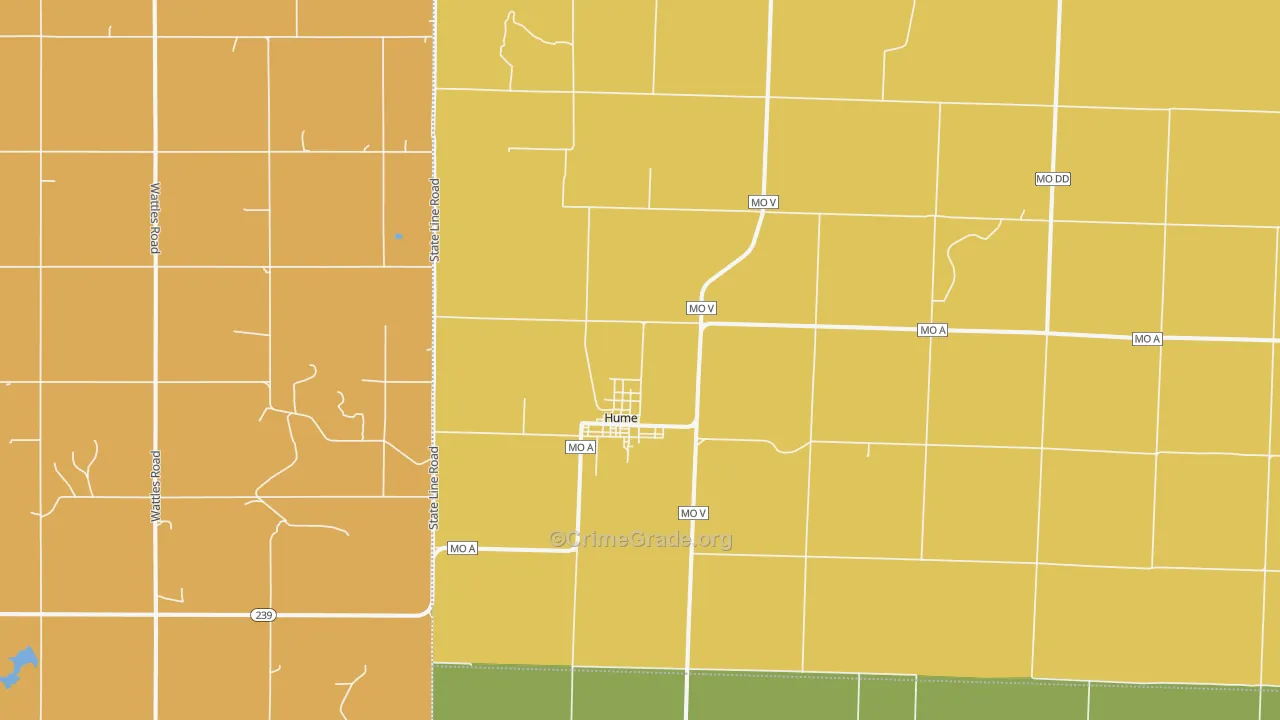 Hume, MO Map of Burglary Rates