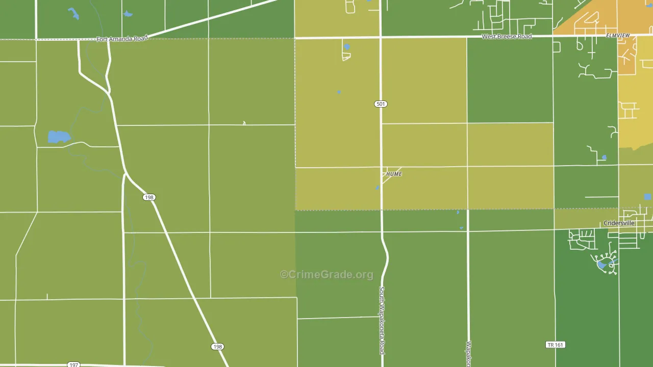 Hume, OH Map of Burglary Rates