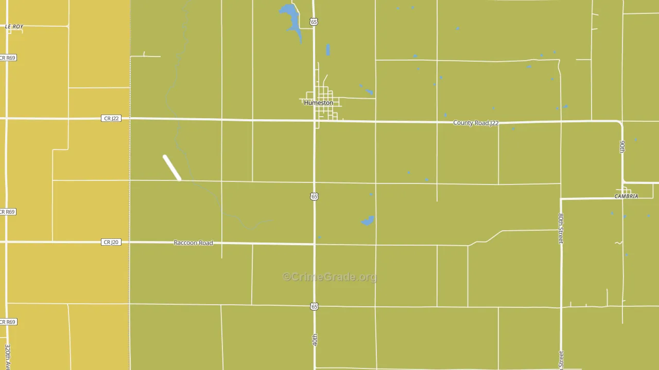Humeston, IA Map of Burglary Rates