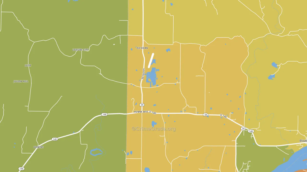 Humm Wye, IL Map of Burglary Rates