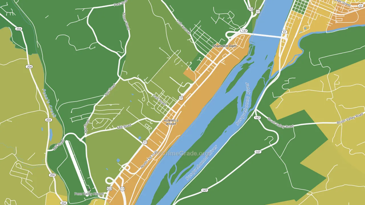 Hummels Wharf, PA Map of Burglary Rates