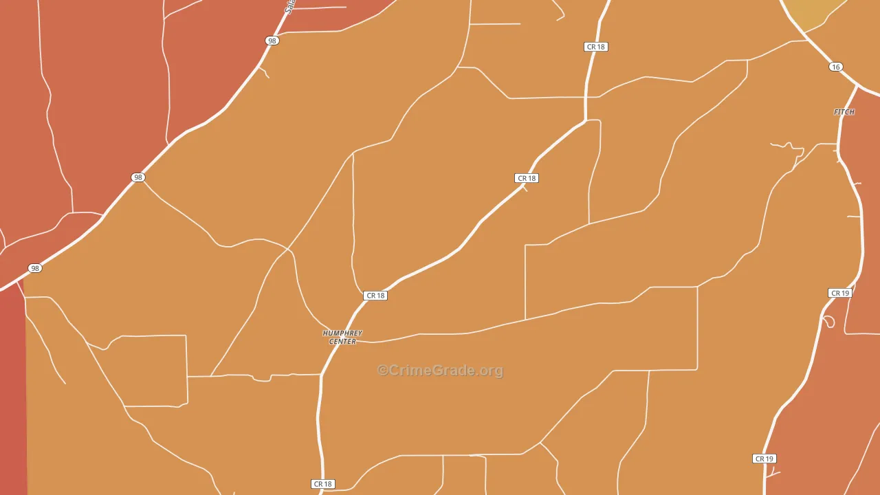 Humphrey Center, NY Map of Burglary Rates