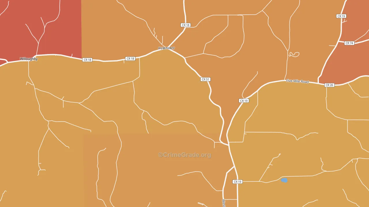 Humphrey, NY Map of Burglary Rates