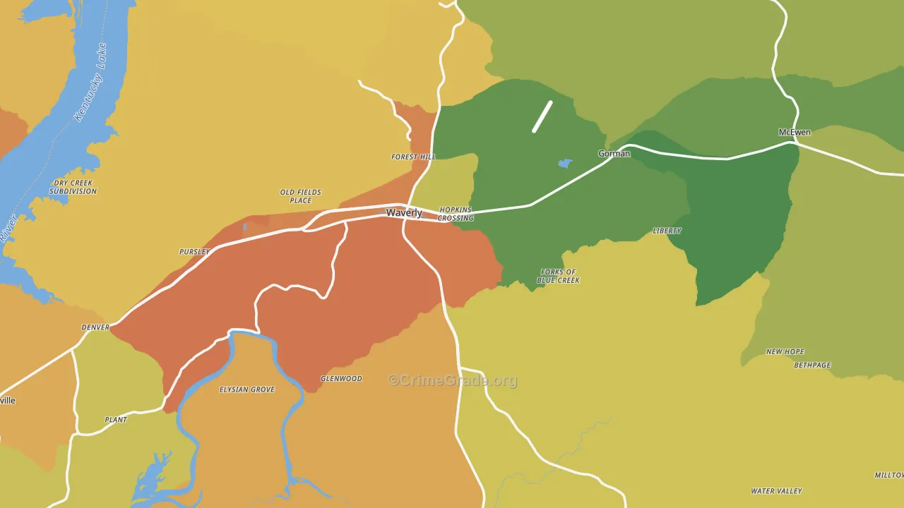 Humphreys County, TN Map of Burglary Rates