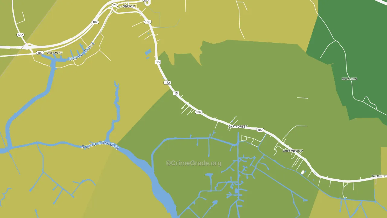 Humphreys, LA Map of Burglary Rates
