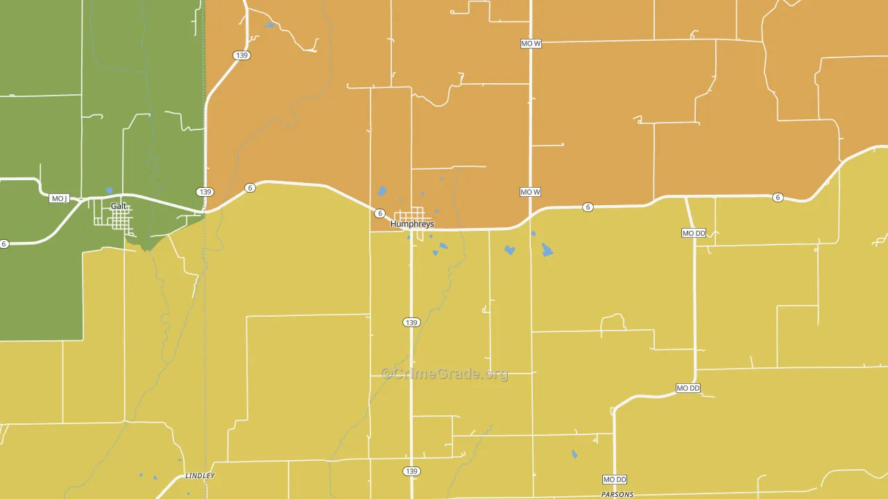 Humphreys, MO Map of Burglary Rates
