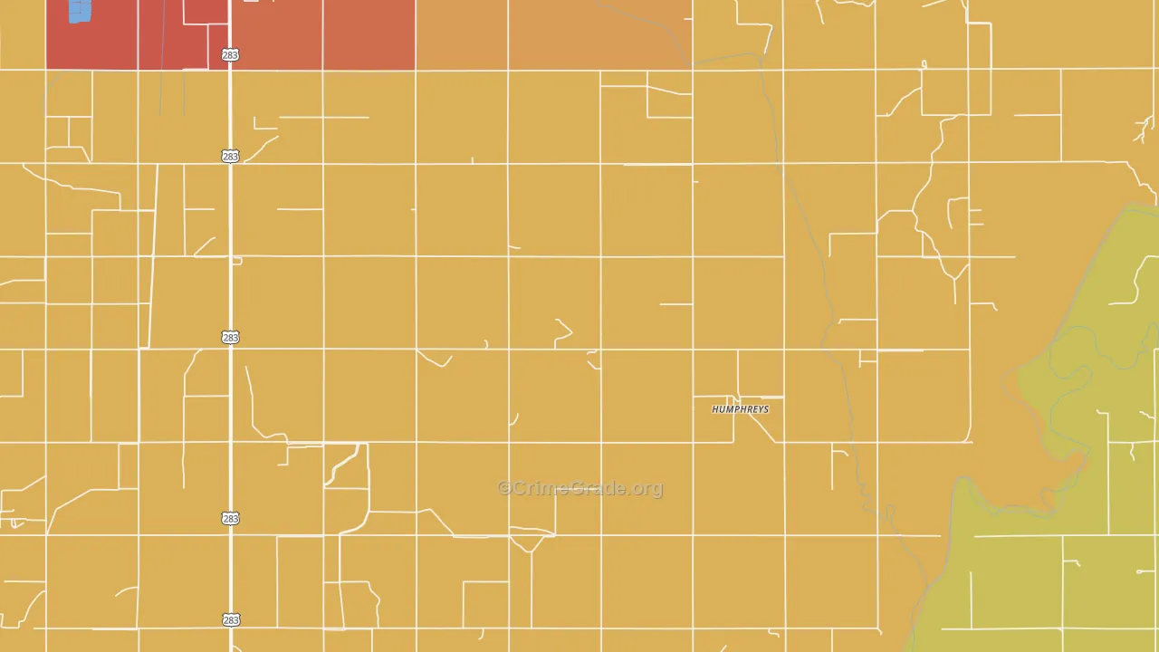 Humphreys, OK Map of Burglary Rates