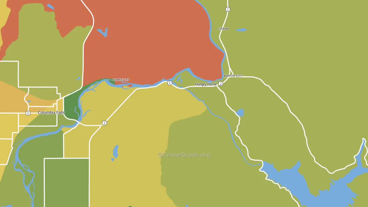 Hungry Horse, MT Map of Burglary Rates