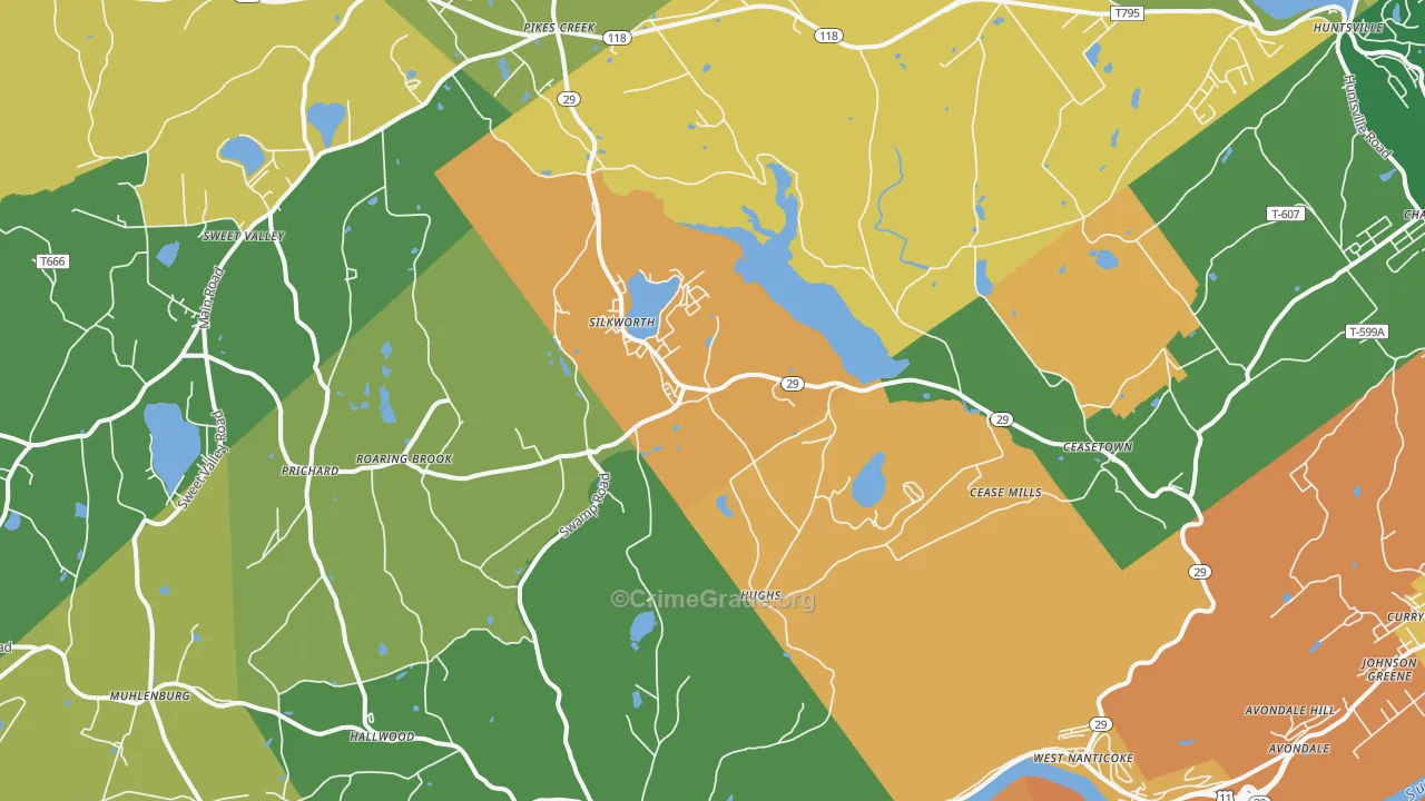 Hunlock Creek, PA Map of Burglary Rates