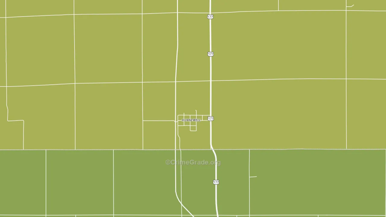 Hunnewell, KS Map of Burglary Rates