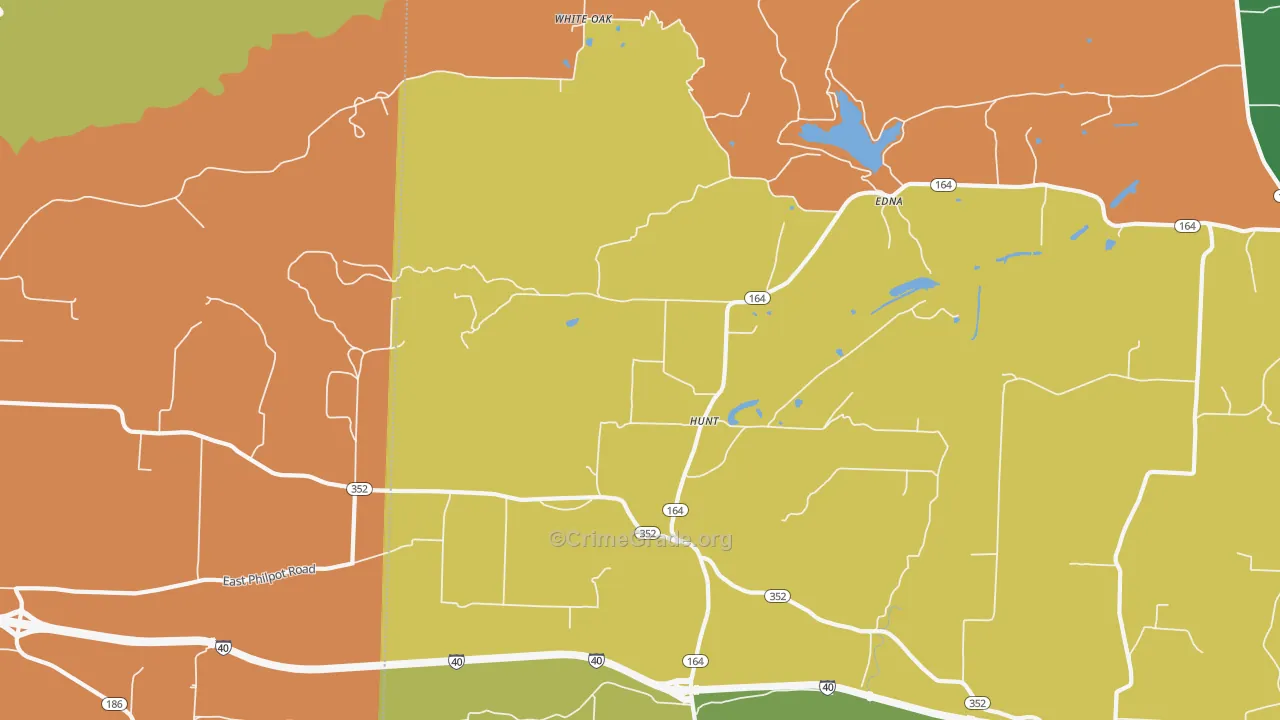 Hunt, AR Map of Burglary Rates