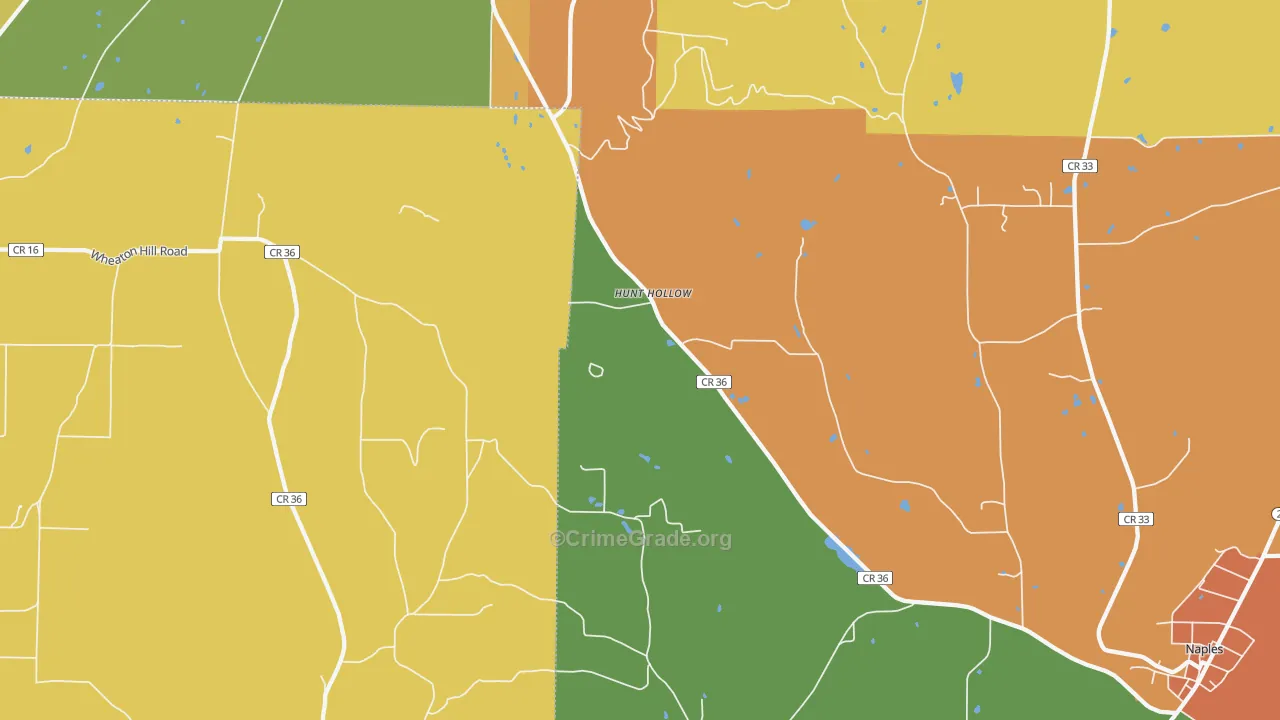 Hunt Hollow, NY Map of Burglary Rates