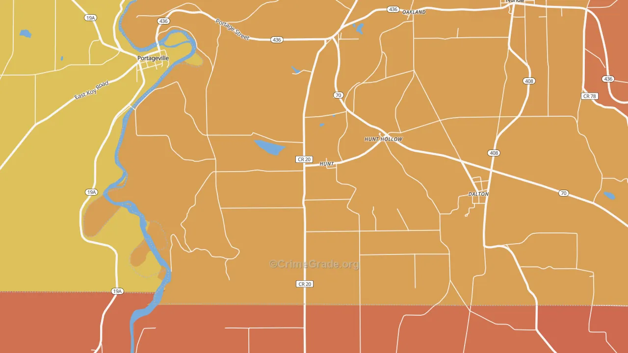 Hunt, NY Map of Burglary Rates