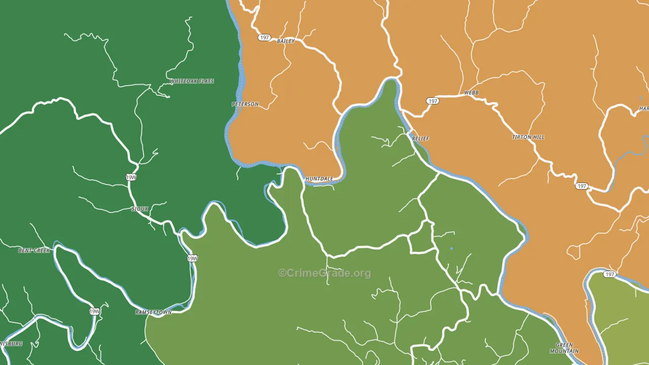 Huntdale, NC Map of Burglary Rates