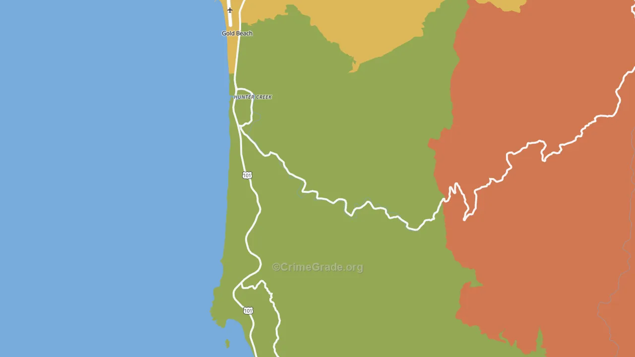 Hunter Creek, OR Map of Burglary Rates
