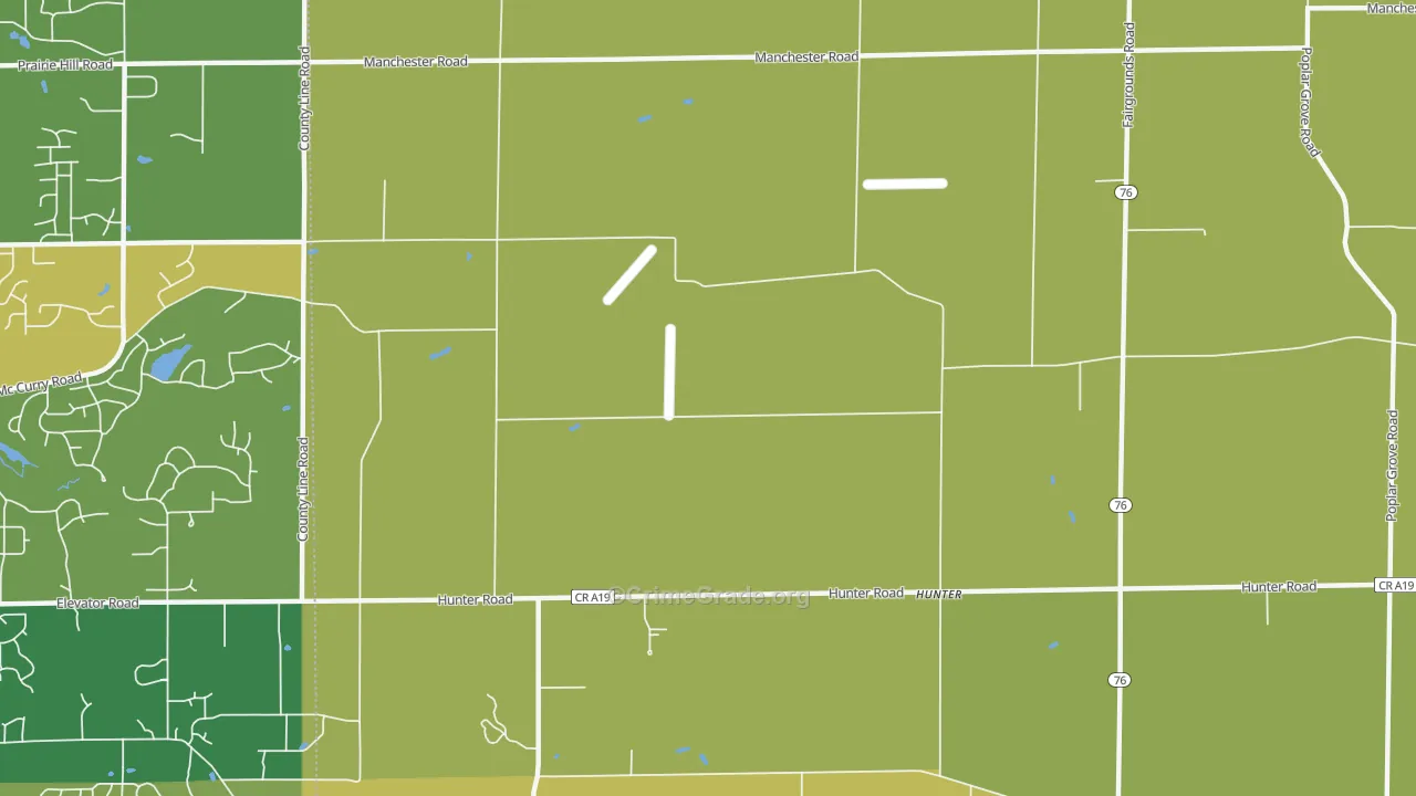 Hunter, IL Map of Burglary Rates