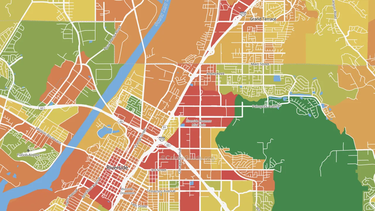 Hunter Industrial Park, Riverside, CA Map of Burglary Rates