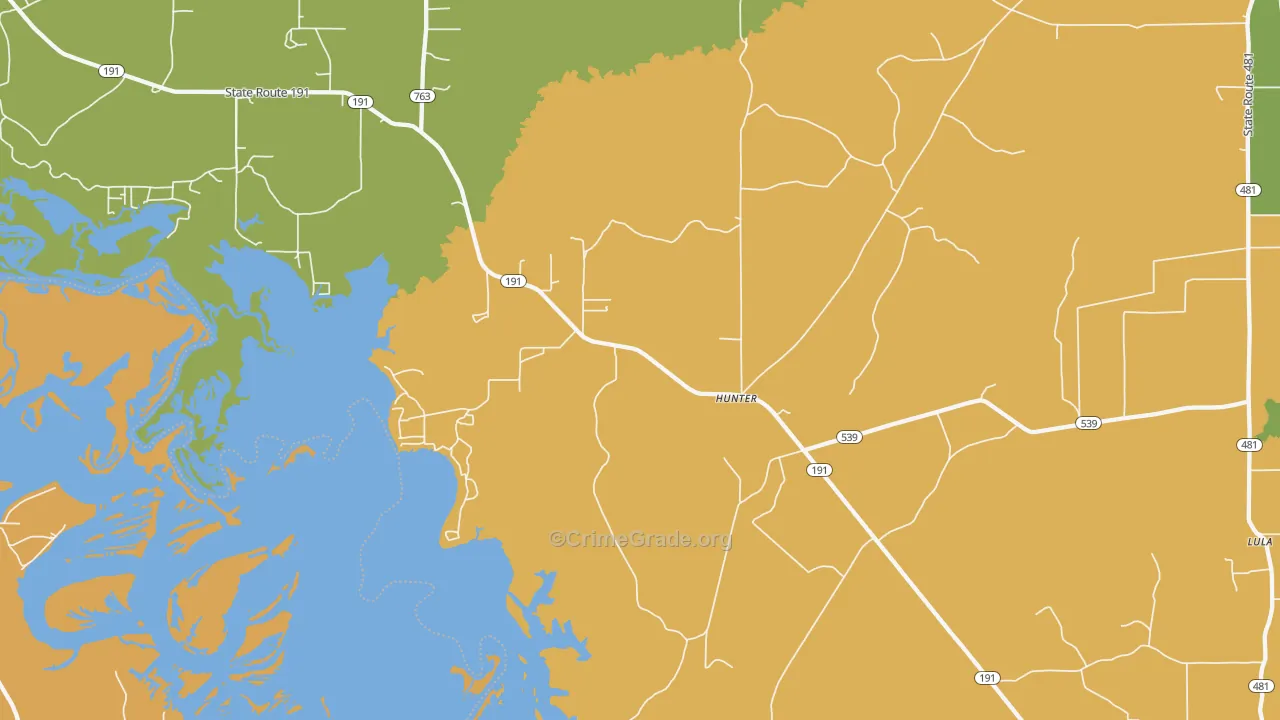 Hunter, LA Map of Burglary Rates