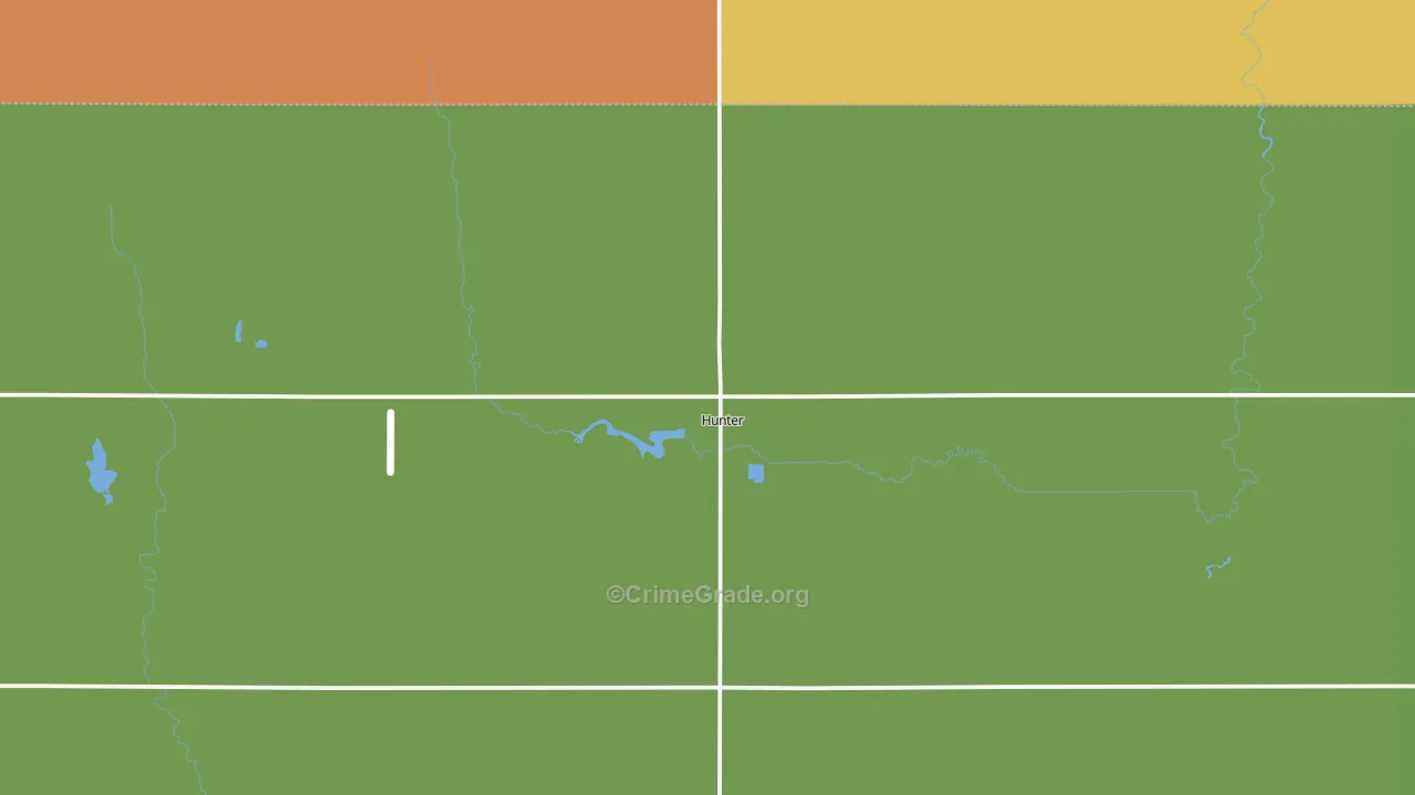 Hunter, ND Map of Burglary Rates