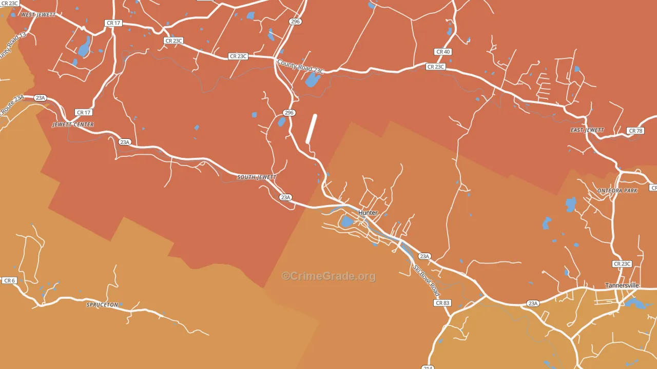 Hunter, NY Map of Burglary Rates