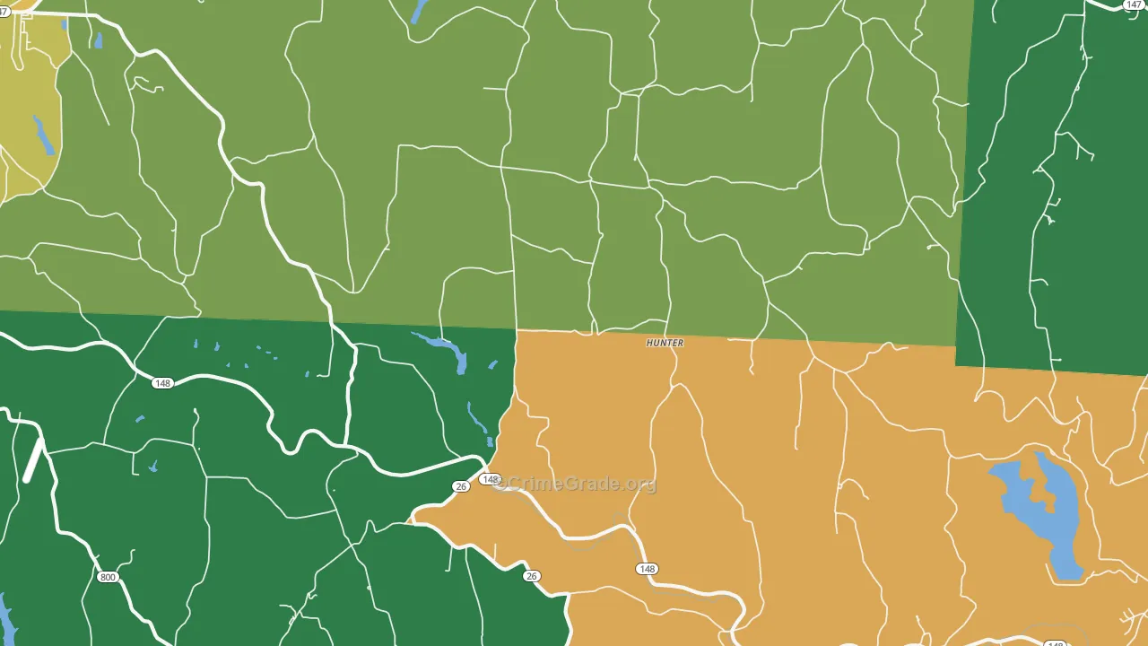 Hunter, OH Map of Burglary Rates