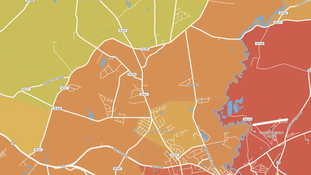 Hunterdale, VA Map of Burglary Rates