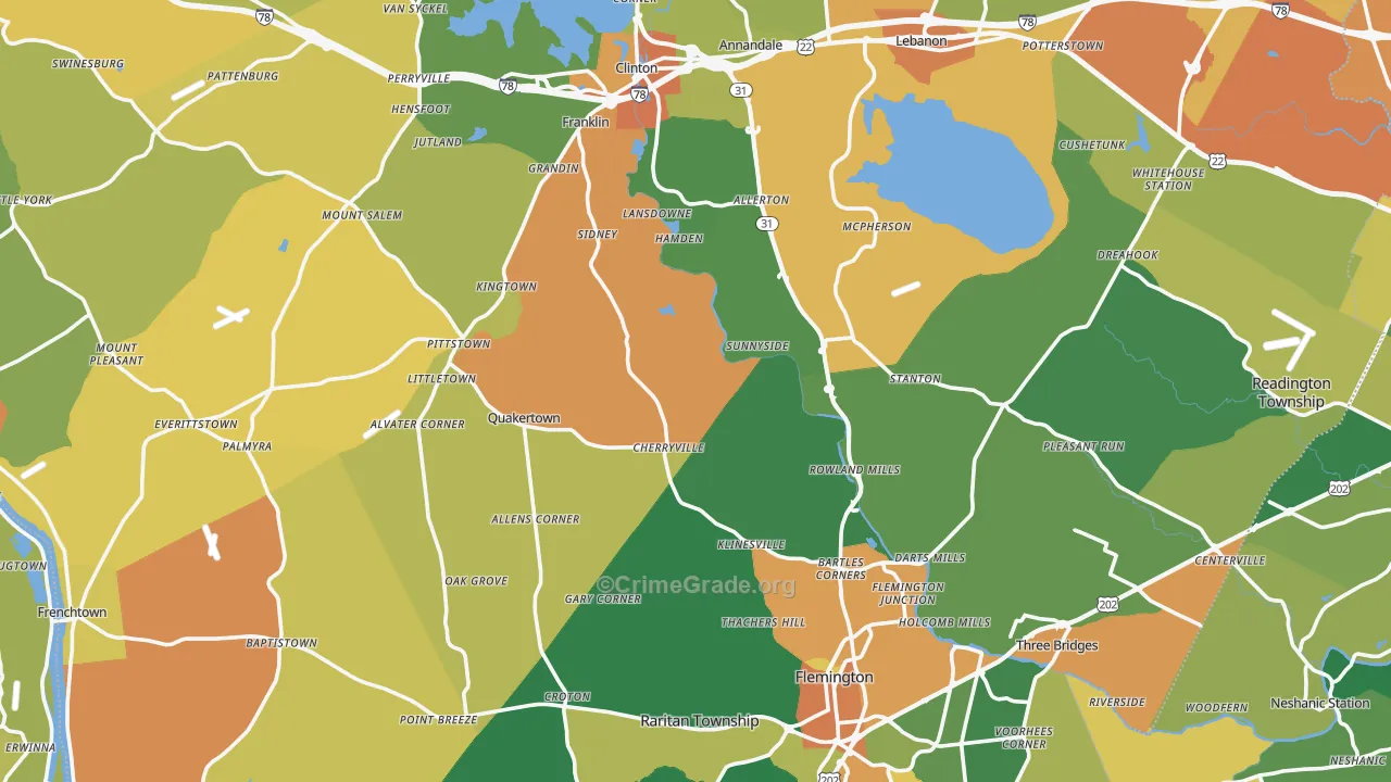 Hunterdon County, NJ Map of Burglary Rates