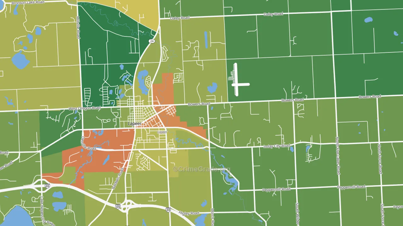 Hunters Creek, MI Map of Burglary Rates