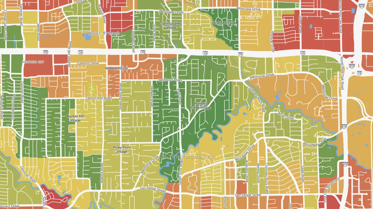 Hunters Creek Village, TX Map of Burglary Rates