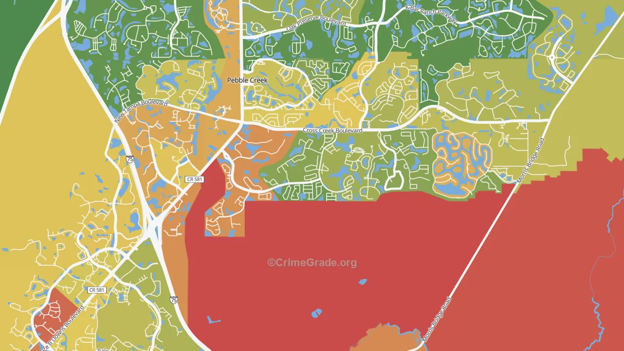 Hunters Green, Tampa, FL Map of Burglary Rates