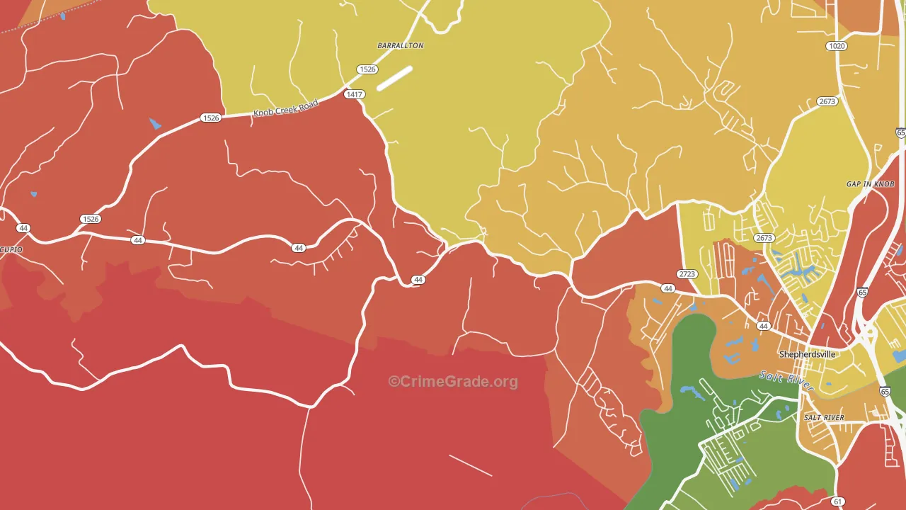 Hunters Hlw, KY Map of Burglary Rates
