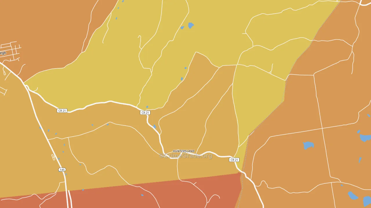 Huntersland, NY Map of Burglary Rates