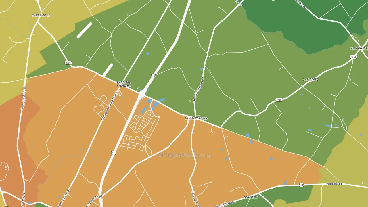 Hunterstown, PA Map of Burglary Rates