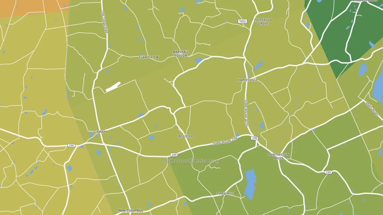 Huntington Mills, PA Map of Burglary Rates