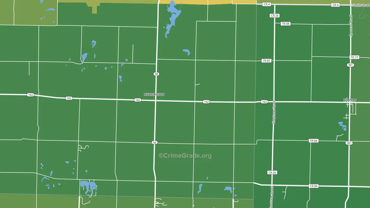Huntington, OH Map of Burglary Rates