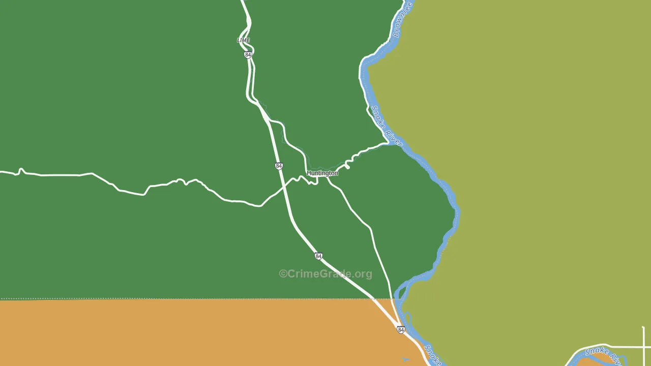Huntington, OR Map of Burglary Rates