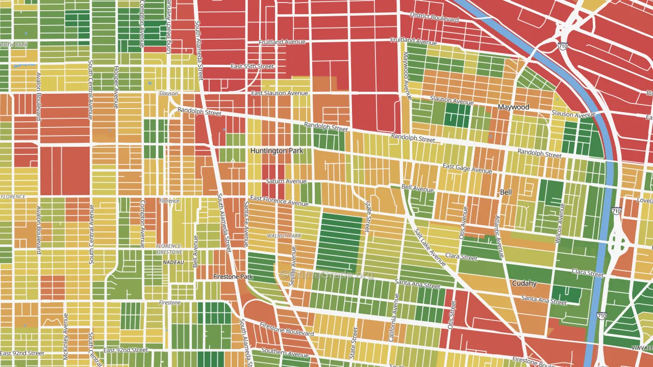 Huntington Park, CA Map of Burglary Rates