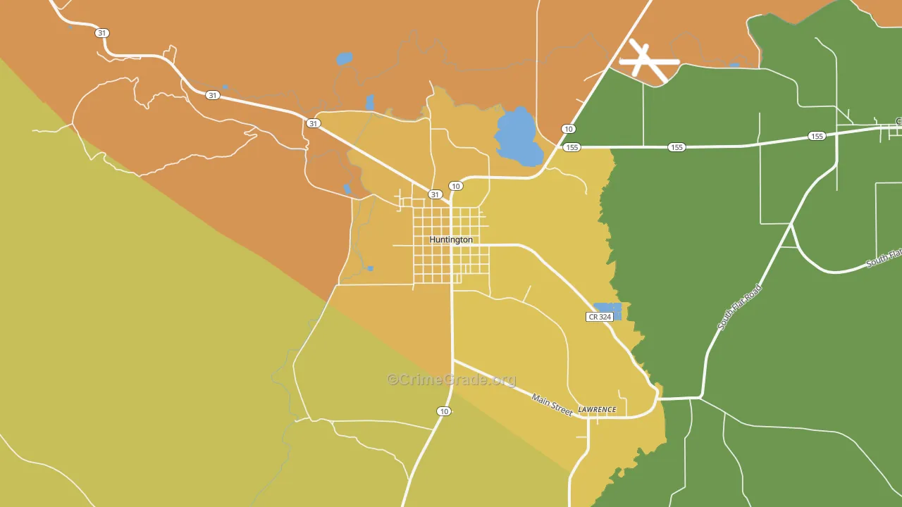 Huntington, UT Map of Burglary Rates