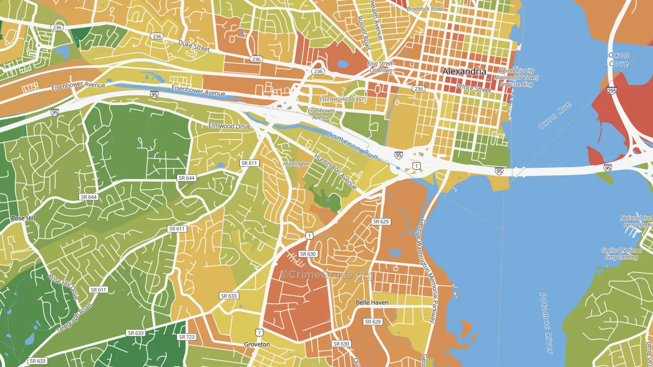 Huntington, VA Map of Burglary Rates