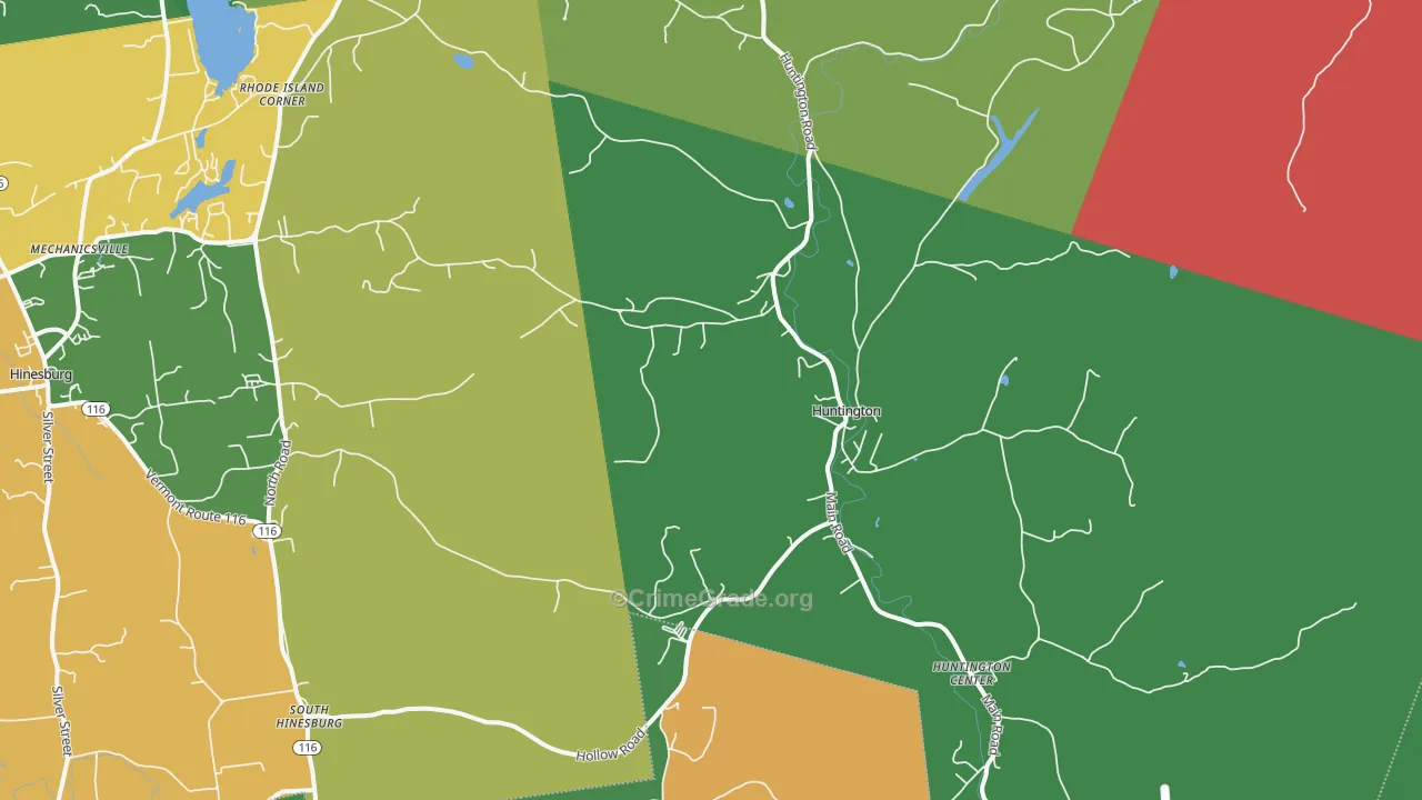 Huntington, VT Map of Burglary Rates