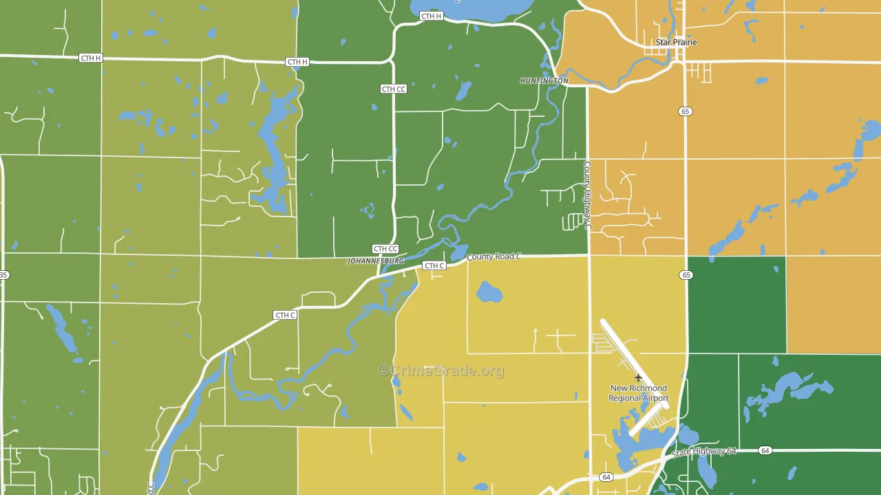Huntington, WI Map of Burglary Rates