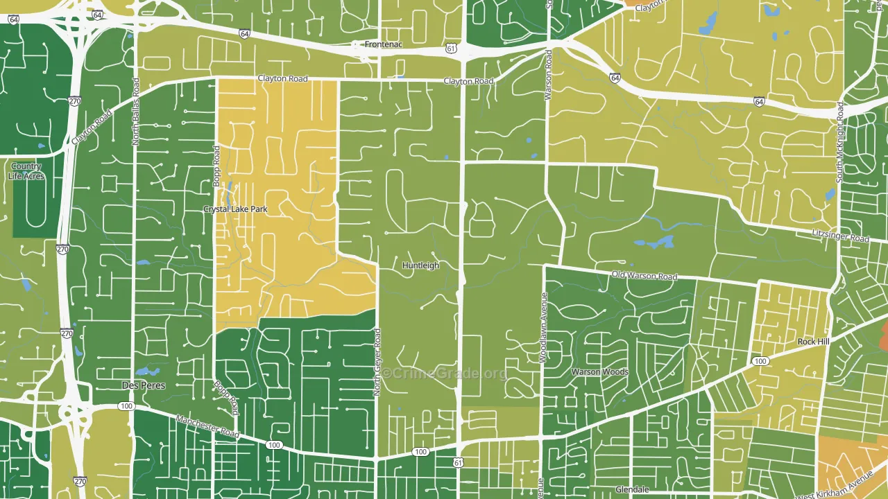 Huntleigh, MO Map of Burglary Rates