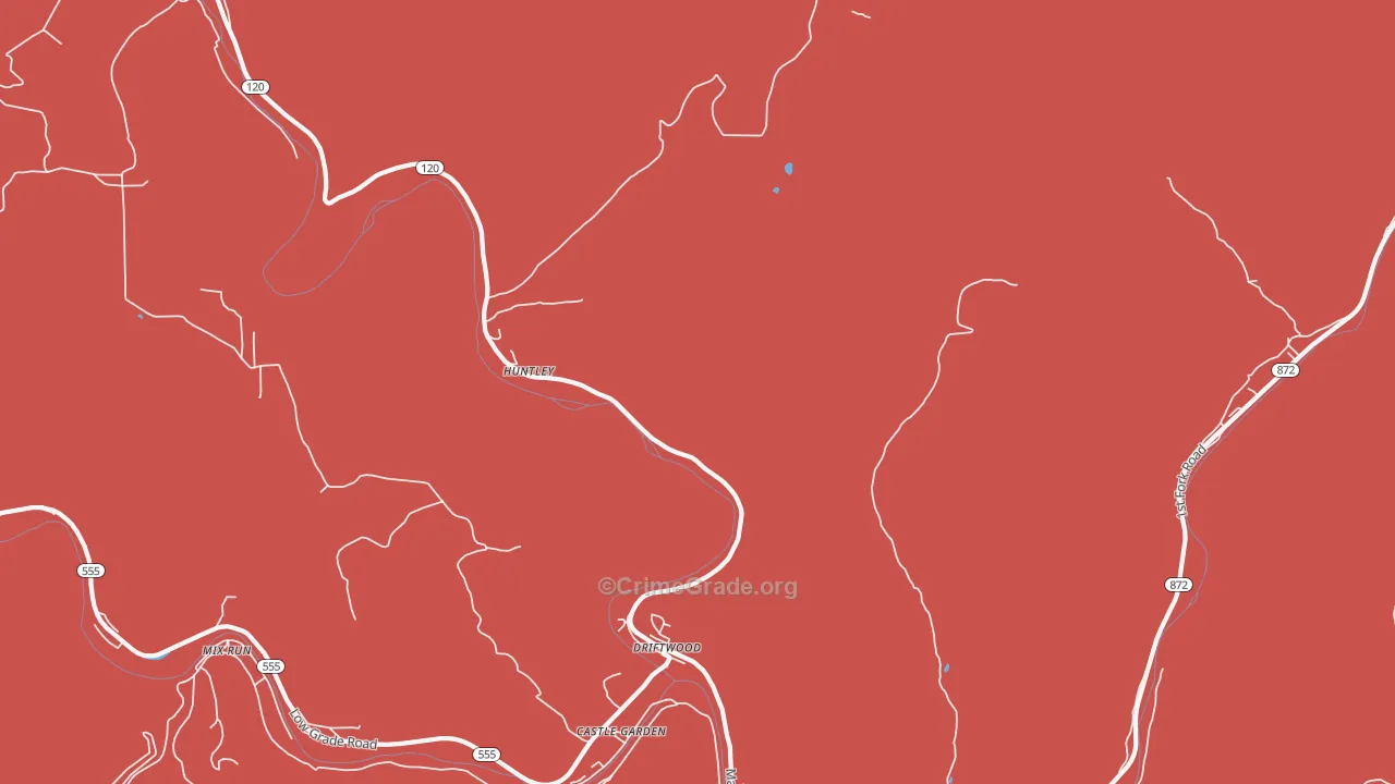 Huntley, PA Map of Burglary Rates