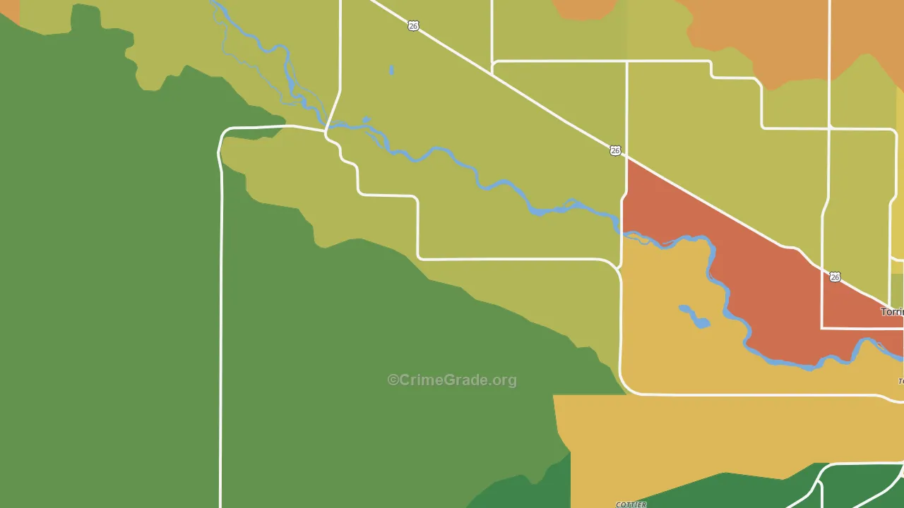 Huntley, WY Map of Burglary Rates