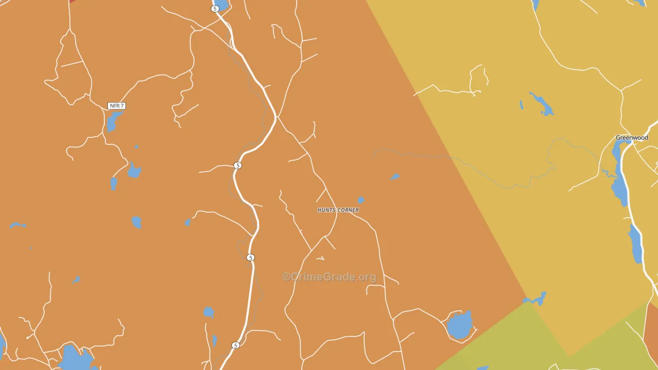 Hunts Corner, ME Map of Burglary Rates