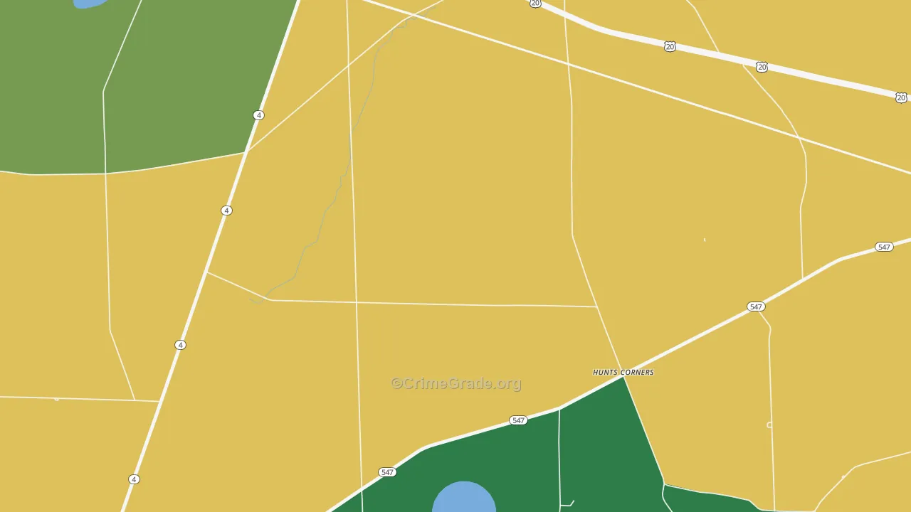Hunts Corner, OH Map of Burglary Rates