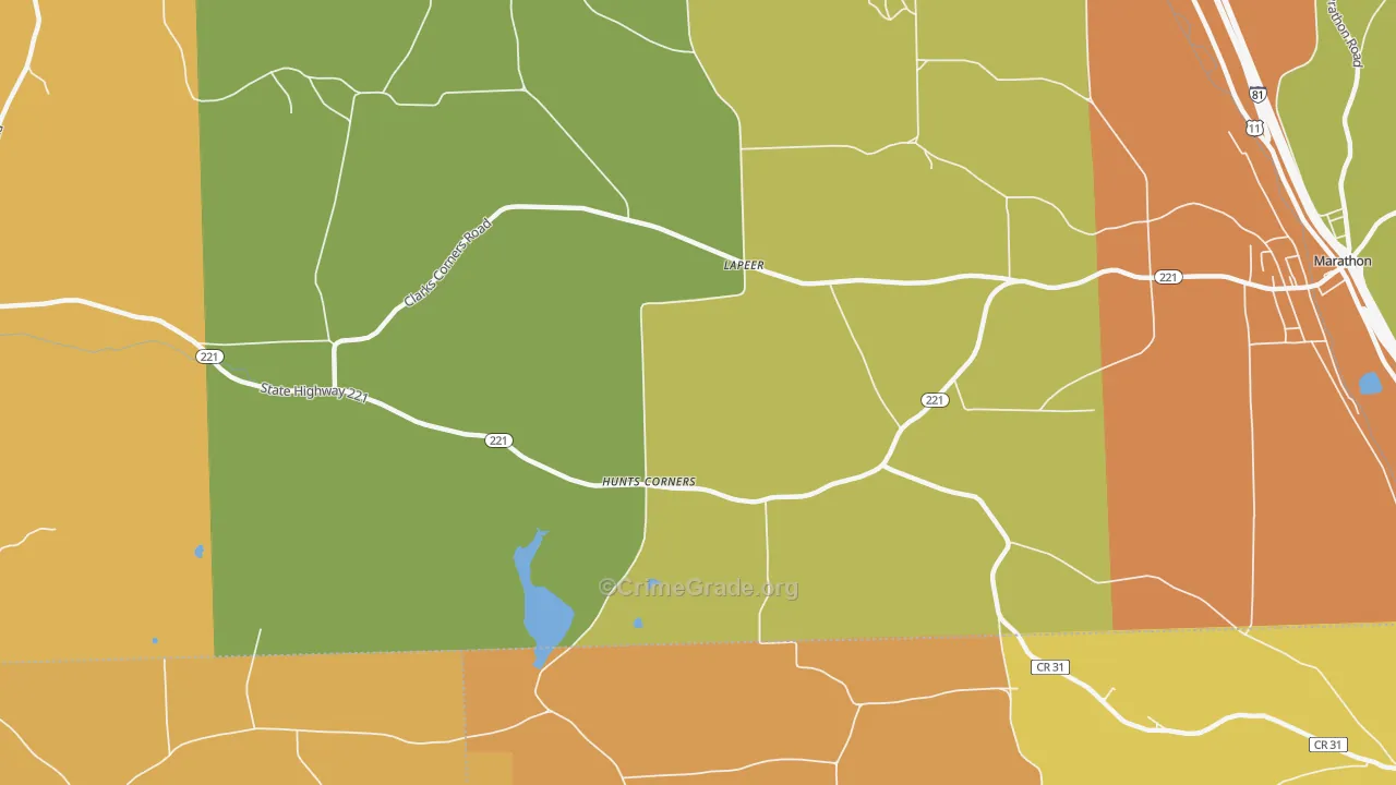 Hunts Corners, NY Map of Burglary Rates
