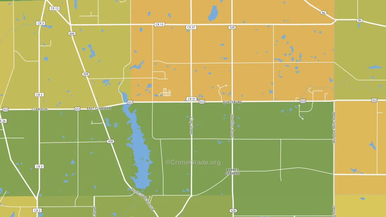 Huntsburg, OH Map of Burglary Rates